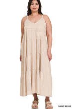 Load image into Gallery viewer, Dancing In The Desert V-Neck Cami Maxi Tiered Dress (Sand Beige)