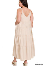 Load image into Gallery viewer, Dancing In The Desert V-Neck Cami Maxi Tiered Dress (Sand Beige)