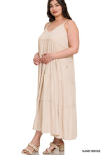 Load image into Gallery viewer, Dancing In The Desert V-Neck Cami Maxi Tiered Dress (Sand Beige)
