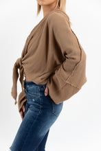 Load image into Gallery viewer, Mornings In The Hamptons Tie Front Top (Taupe)