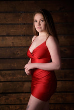 Load image into Gallery viewer, Be Mine Ruched Mini Dress (Red)