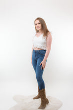 Load image into Gallery viewer, Beauty and Blooms Lace Crop Top (White)