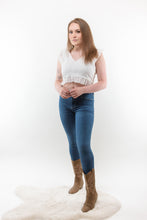 Load image into Gallery viewer, Beauty and Blooms Lace Crop Top (White)