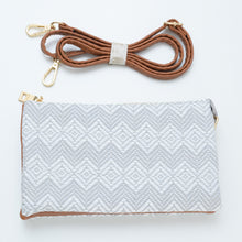 Load image into Gallery viewer, Strut Your Stuff Diamond Embroidered Crossbody Clutch (Light Grey)