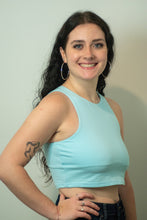 Load image into Gallery viewer, This Halter Neck Stretch Knit Racerback Crop Top is a must have item because you'll wear it with everything!