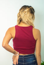 Load image into Gallery viewer, This Halter Neck Stretch Knit Racerback Crop Top is a must have item because you'll wear it with everything!