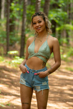 Load image into Gallery viewer, Add a little spice in your closet with our Single's Season Wrap Around Satin Crop! Perfect for a flirty date or night on the town add a mini skirt and some wedges for the complete look!