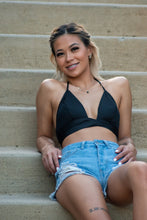 Load image into Gallery viewer, Add a little spice in your closet with our Single's Season Wrap Around Satin Crop! Perfect for a flirty date or night on the town add a mini skirt and some wedges for the complete look!