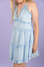 Load image into Gallery viewer, Our Sweet Intervention Dress is the Perfect Shade of Blue to Take From Spring into Summer. We think the Swiss Dot Ruffled Texture is the Perfect Detail to Make Every Girl Feel Her Best!b