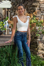 Load image into Gallery viewer, The 'Bare Necessities' High Rise pair of jeans should be a staple in every girls' closet this season. With Bootcut "flare" pants coming back, this is the perfect pair! The dark wash is slimming and the high rise is perfect for every girl. You won't wanna miss out on these!