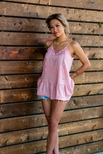 Load image into Gallery viewer, Sunny Situation Lace Up Front Tunic Top (Bubble Gum Pink)