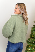Load image into Gallery viewer, Our Feeling Just Right Teddy Jacket is the perfect piece for sweater weather! This jacket is great quality and features a unique corduroy detail on the pocket and inside the zipper. It's also cropped in length to flatter your figure, but longer than your high waisted jeans! You won't want to miss out on this Piece!