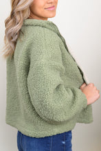 Load image into Gallery viewer, Our Feeling Just Right Teddy Jacket is the perfect piece for sweater weather! This jacket is great quality and features a unique corduroy detail on the pocket and inside the zipper. It's also cropped in length to flatter your figure, but longer than your high waisted jeans! You won't want to miss out on this Piece!