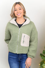 Load image into Gallery viewer, Our Feeling Just Right Teddy Jacket is the perfect piece for sweater weather! This jacket is great quality and features a unique corduroy detail on the pocket and inside the zipper. It's also cropped in length to flatter your figure, but longer than your high waisted jeans! You won't want to miss out on this Piece!