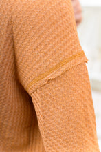 Load image into Gallery viewer, Our She's A Keeper Waffle Knit Long Sleeve Top is the Perfect Top to Elevate any T-Shirt and jeans Outfit. It's Ginger color is the perfect shade to wear in fall and keep you cute and cozy!