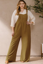 Load image into Gallery viewer, A Sweet Life PLUS Square NeckLine Wide Leg Linen Overall Jumpsuit (Khaki)
