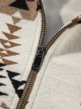 Load image into Gallery viewer, Southwest Snuggle Aztec Printed Zip Up Jacket (Beige)
