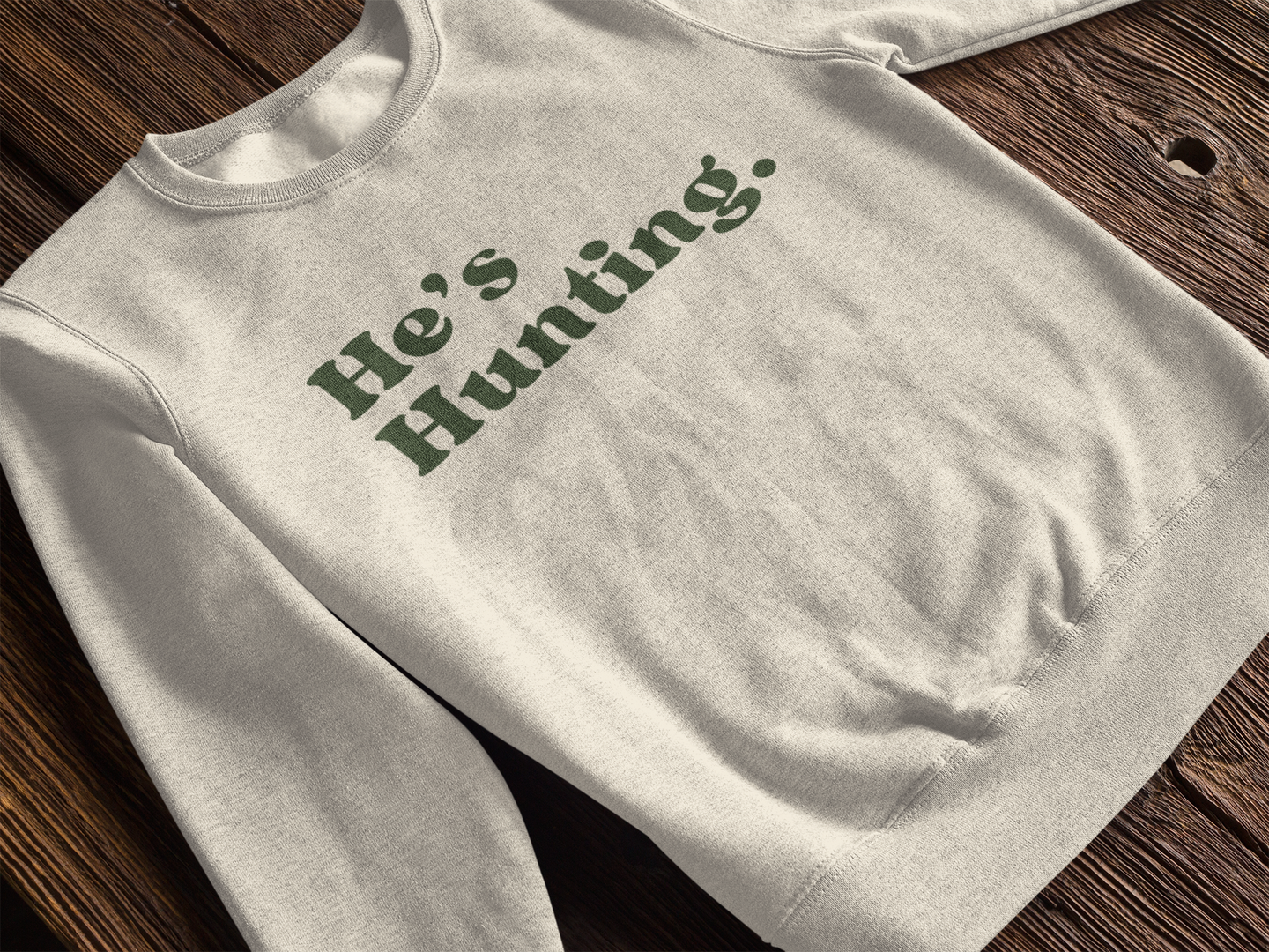 He’s Hunting Crewneck Sweater (Tan/Olive)