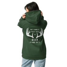 Load image into Gallery viewer, My Family Tree Has a Deer Stand In It Unisex Raglan Hoodie
