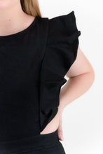 Load image into Gallery viewer, Our Modern Sophistication Ruffle Sleeve Romper is a total Show Stopper! Don&#39;t miss out on what all the Boss Babes are wearing! 
