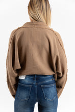 Load image into Gallery viewer, Mornings In The Hamptons Tie Front Top (Taupe)

