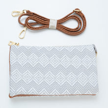 Load image into Gallery viewer, Strut Your Stuff Diamond Embroidered Crossbody Clutch (Light Grey)
