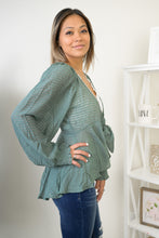 Load image into Gallery viewer, Living Truth Cropped Textured Knit Cardigan (Sage)
