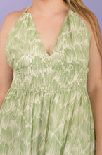 Load image into Gallery viewer, Talk about the ideal vacation dress! You will look like a beach babe in our Ocean Sunset Halter Neck. Pair this statement piece with some nude sandals for a classic look. You won&#39;t want to miss out on the ideal Summer Dress!
