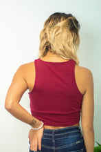 Load image into Gallery viewer, This Halter Neck Stretch Knit Racerback Crop Top is a must have item because you&#39;ll wear it with everything!
