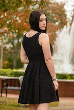 Load image into Gallery viewer, The perfect holiday dress for any ocassion. You will be sure to fall in love with its metalic details, A-line cut, and stretchy fabric! Look cute and feel comfortable in our Picutre Perfect Dress! 
