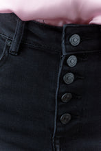 Load image into Gallery viewer, The Trouble Maker Kan Cans are the Perfect Pair of Black denim every girl&#39;s closet needs! With its flattering high rise cut, and flare leg you are sure to look stunning wherever you go! 
