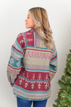 Load image into Gallery viewer, If Boho and Western Could Create a Perfect Combination, Our Aztec Nights Shacket would give all the Vibes! With its Thick Material to keep you warm those winter nights and multi-colored print, we are sure this piece will become your new closet winter staple! 
