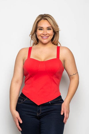 She’s Trouble Bustier Bandana Tank Top (Red)