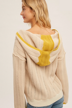Load image into Gallery viewer, Changing Your Story Colorblock Cropped Sweater with Hoodie (Beige)
