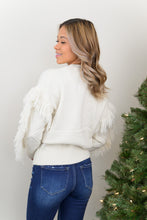 Load image into Gallery viewer, Somewhere South Cable Knit Fringed Sleeve Sweater (Ivory)
