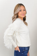 Load image into Gallery viewer, Somewhere South Cable Knit Fringed Sleeve Sweater (Ivory)
