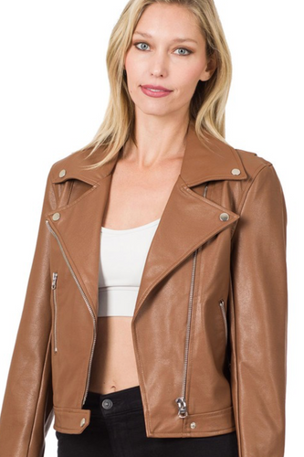 What's not to love about a Vegan Leather Moto Jacket! This gorgeous Color and the zipper details make our Addicted to Danger the Ultimate Statement Piece!
