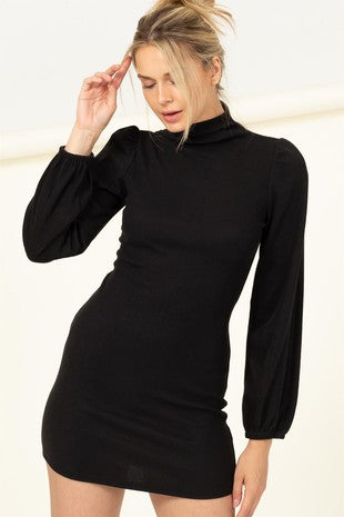 Choose Kindness Turtleneck Bodycon Mini Dress (Black)
