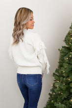 Load image into Gallery viewer, Somewhere South Cable Knit Fringed Sleeve Sweater (Ivory)
