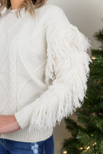 Load image into Gallery viewer, Somewhere South Cable Knit Fringed Sleeve Sweater (Ivory)
