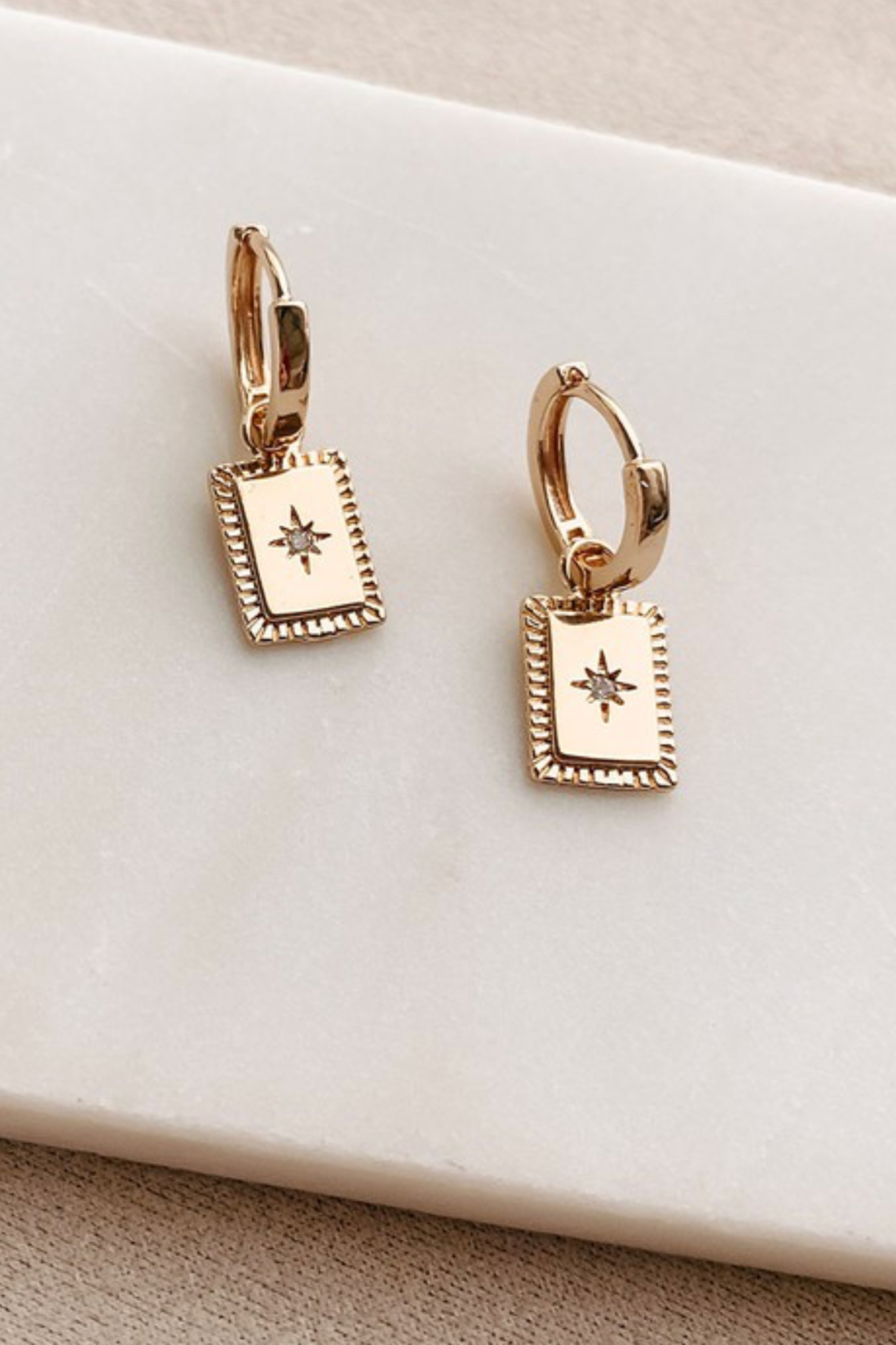 You're a Star Rhinestone Charm Small Hoop Earring (Gold)