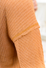 Load image into Gallery viewer, Our She&#39;s A Keeper Waffle Knit Long Sleeve Top is the Perfect Top to Elevate any T-Shirt and jeans Outfit. It&#39;s Ginger color is the perfect shade to wear in fall and keep you cute and cozy!
